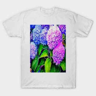 pink blue purple hydrangea flowers T-Shirt